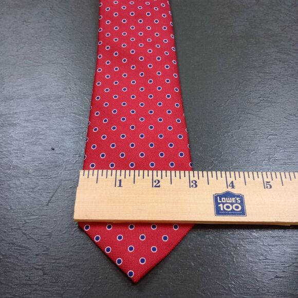 Bespoke‎ Men's Polyester Necktie Red Polka Dot Geometric Career Business Casual - Picture 4 of 9